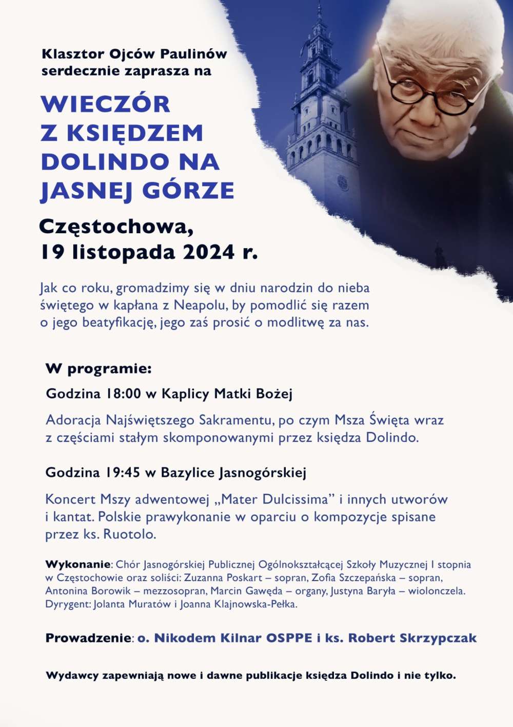 19 listopada - Wieczór z Księdzem Dolindo na Jasnej Górze